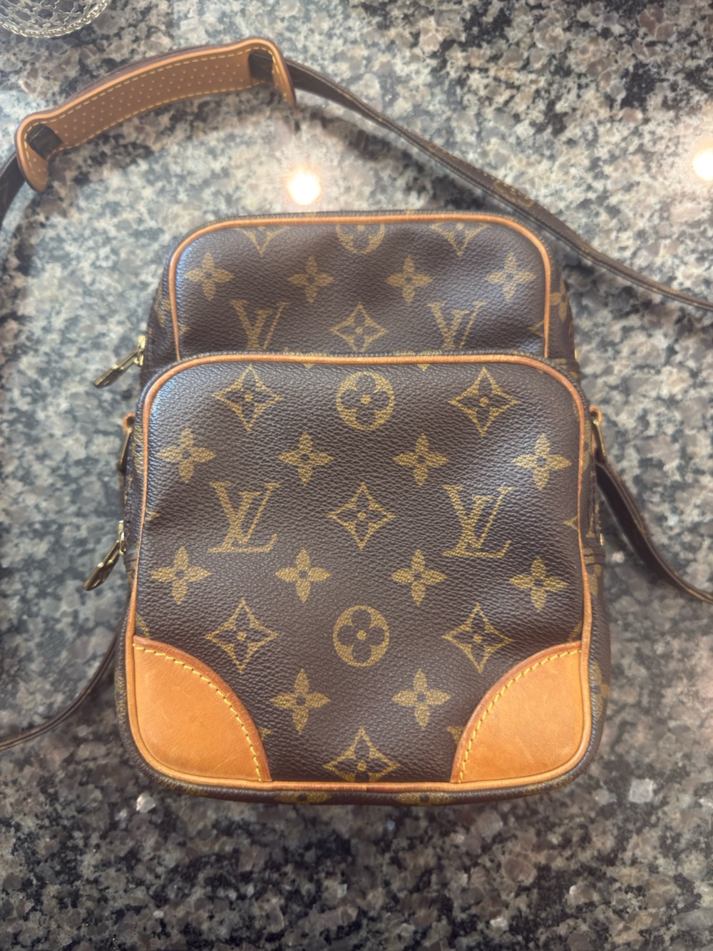 Louis Vuitton Amazon Monogram Canvas Brown Tan Messenger Crossbody